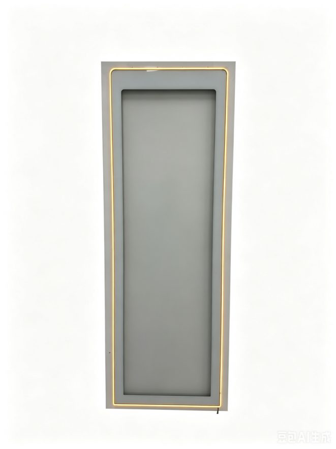 Single round-corner glass door with external LED illumination