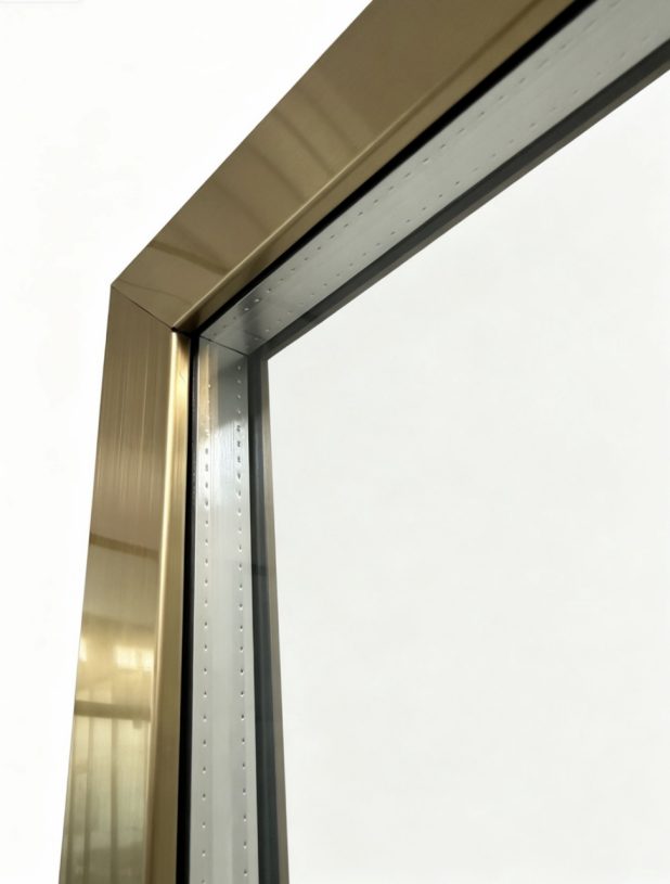 Titanium frame glass door corner profile detail