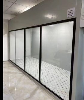 Walk-in cooler glass view door line